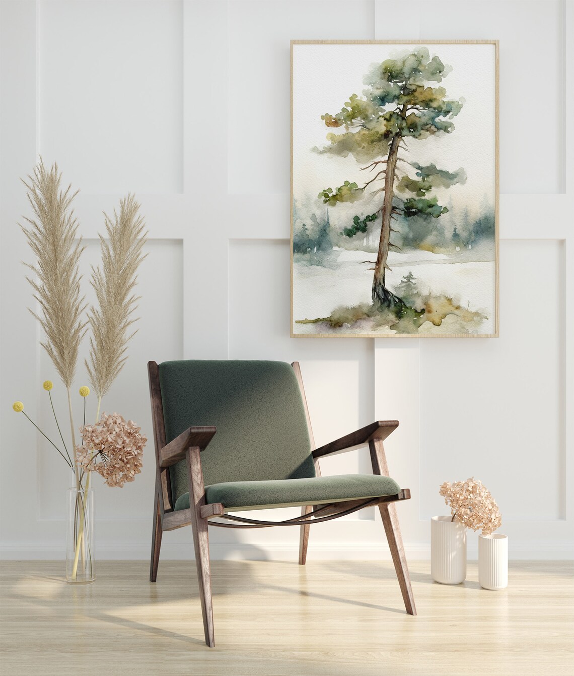 Pine Tree Watercolor Forest Poster, Neutral Nature Art - Image 3
