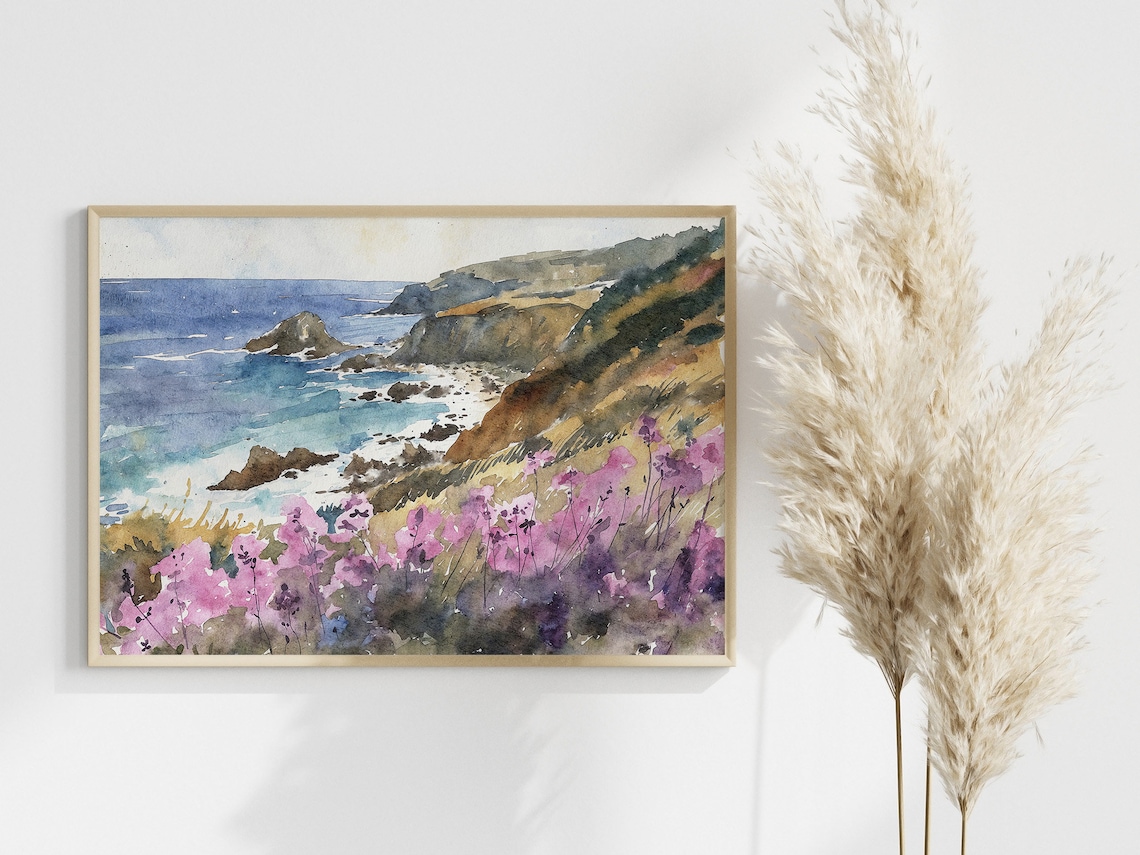 Monterey Bay Watercolor Coast Art Print, California - Image 2
