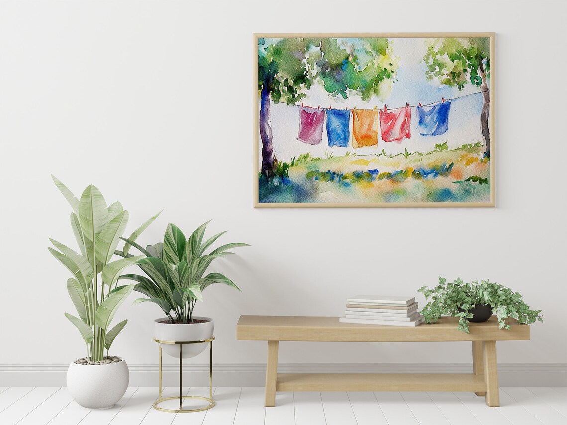 Laundry Day Watercolor Print, Farmhouse Wall Art - Image 5