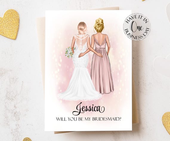 Bridesmaid Card Will You Be My Bridesmaid Proposal Card Personalized Bridesmaid Gift Bridesmaid Proposal Gift Wedding Card