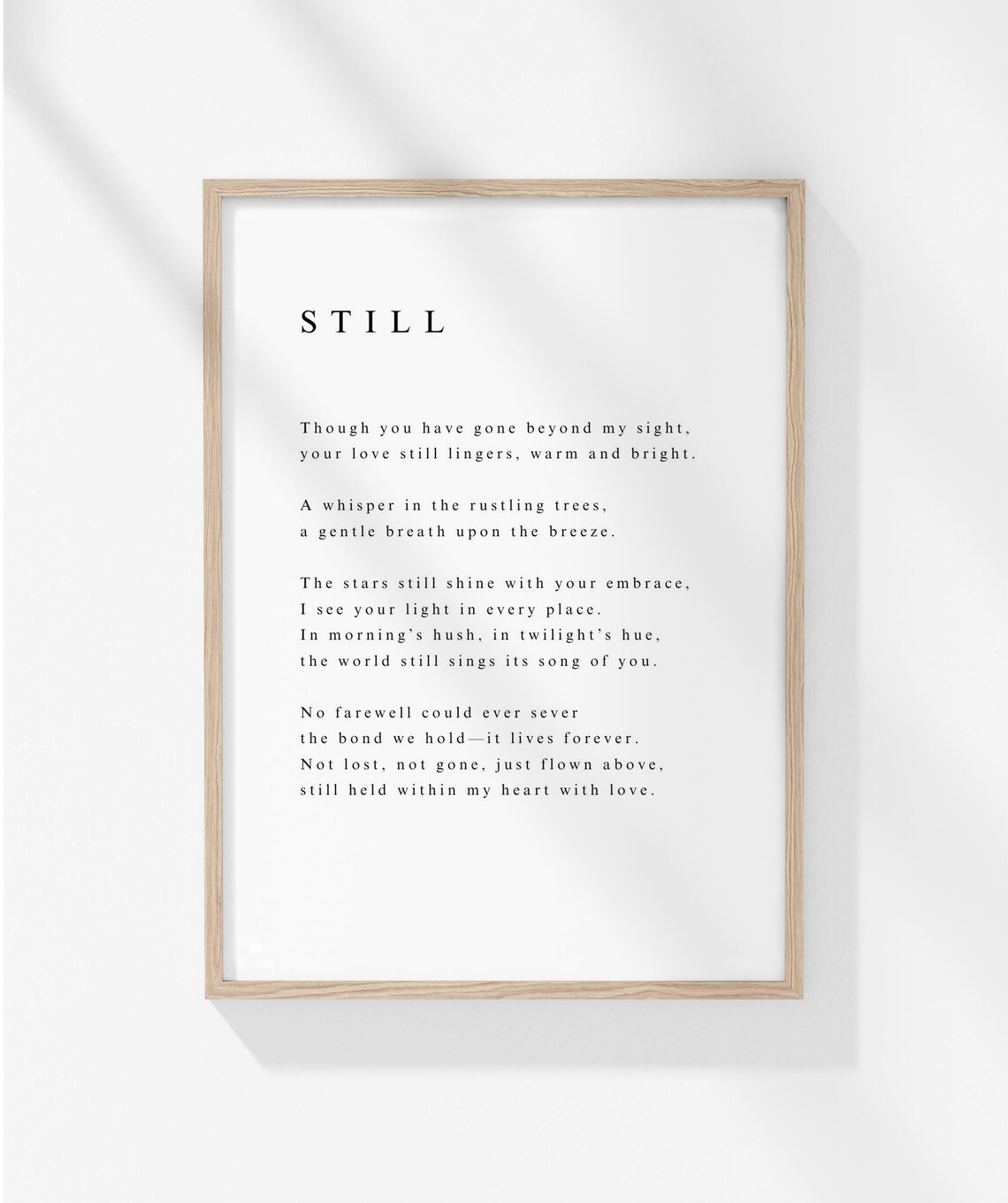 Still Gentle Quiet Grief Remembrance Poem Comfort Tribute Poster - Image 3