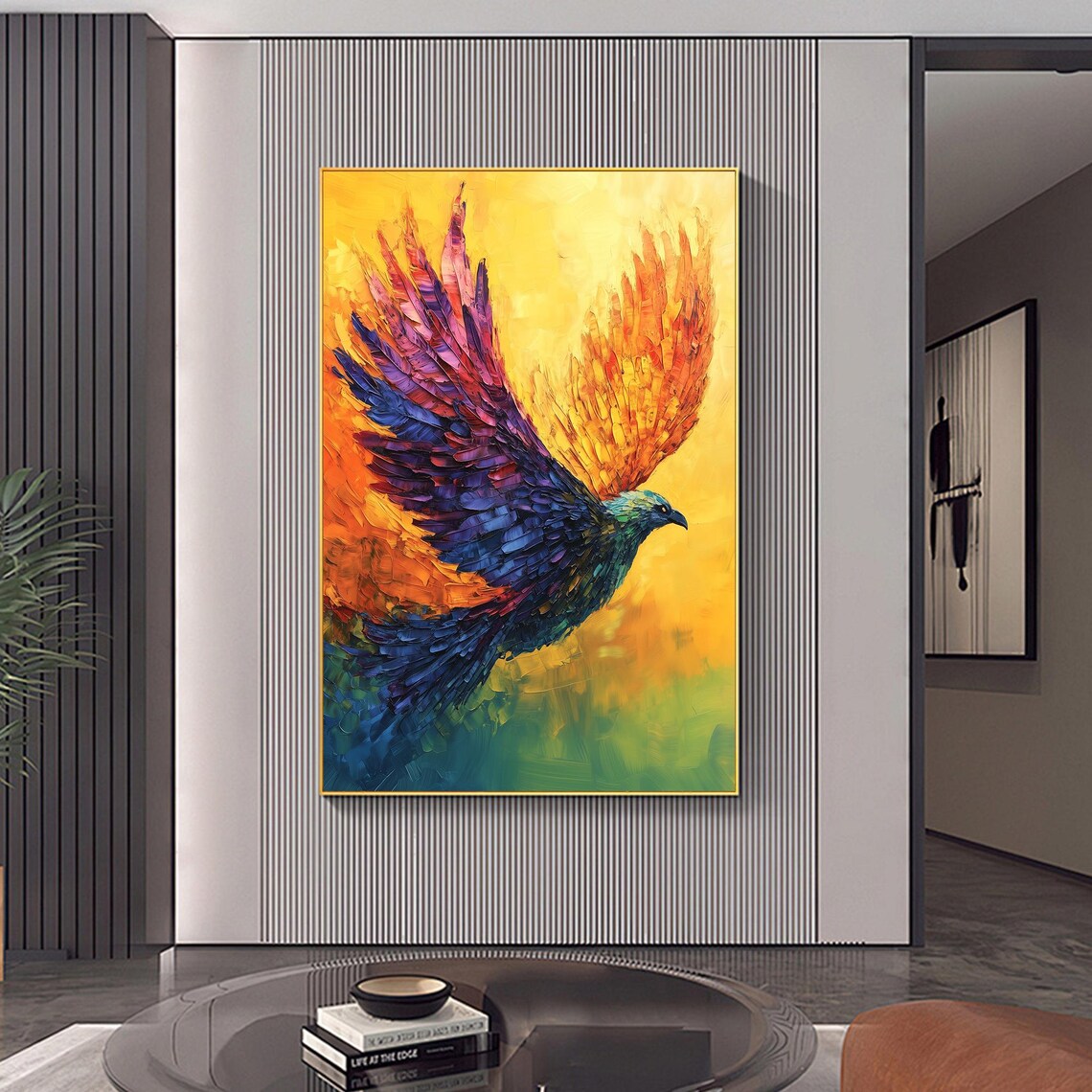 Abstract Eagle Oil Painting, Colorful Bird Wall Art