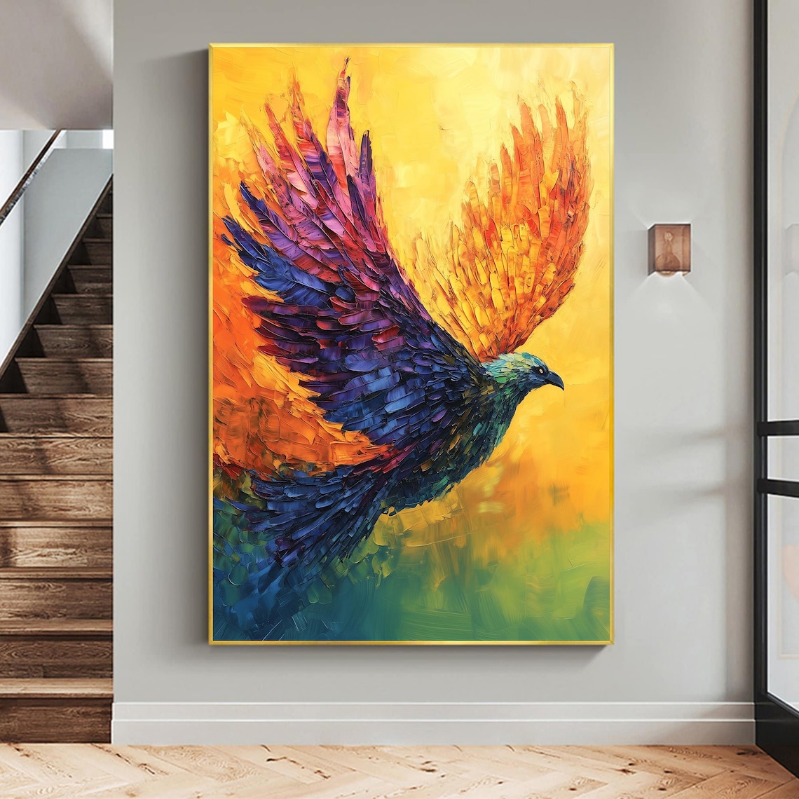 Abstract Eagle Oil Painting, Colorful Bird Wall Art - Image 2