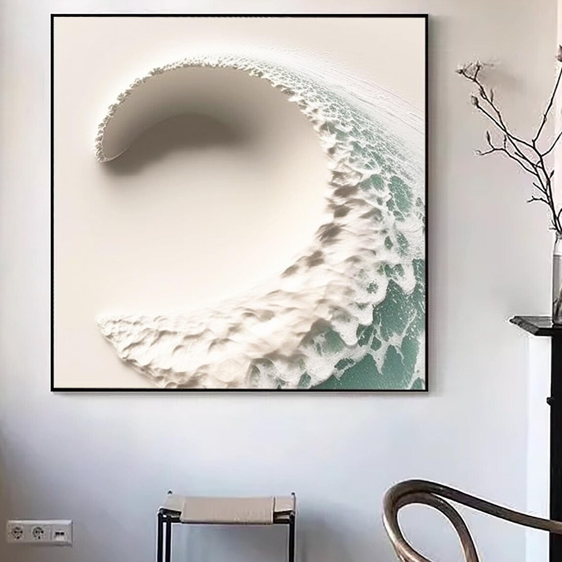 White Breaking Wave Sea Foam Green Water Abstract Art Poster