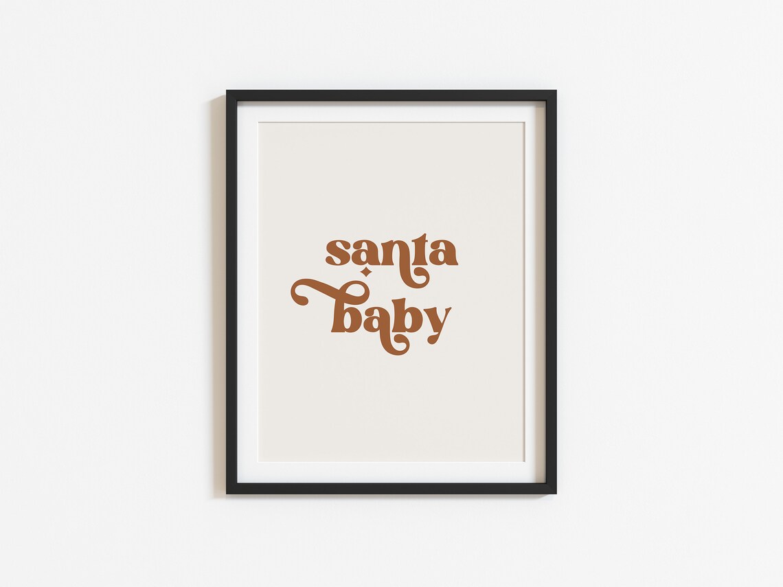 Retro Santa Baby Christmas Art Print, Boho Neutral - Image 2