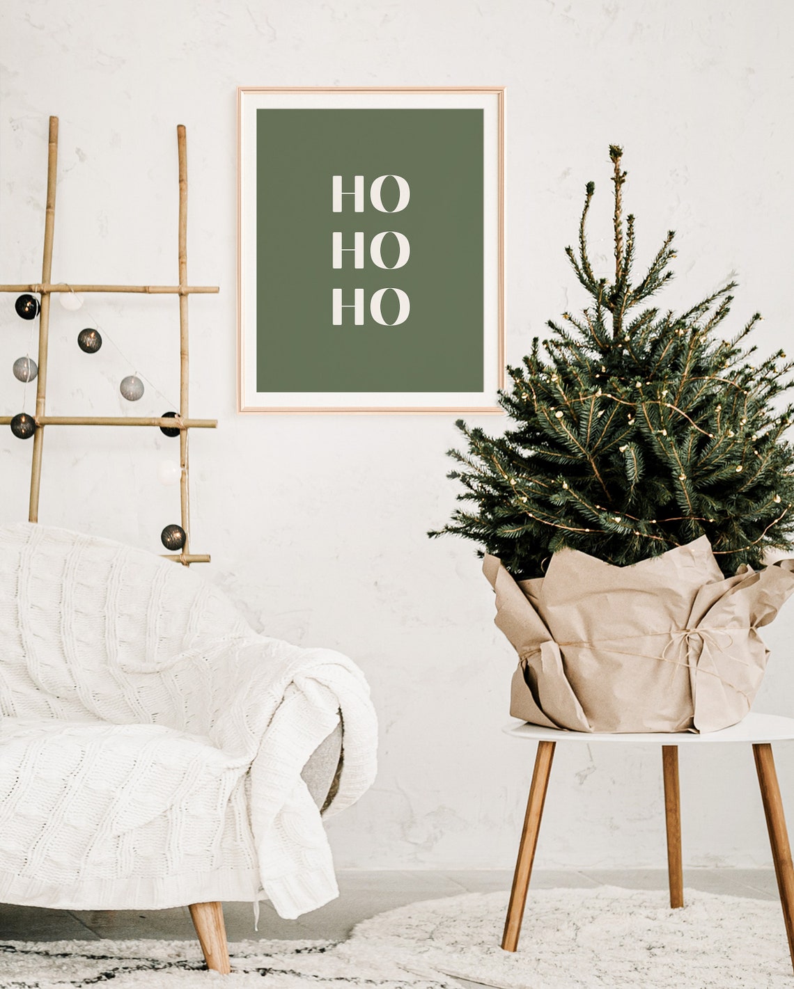 Ho Ho Ho Sage Green Minimalist Christmas Typography Holiday Poster - Image 3