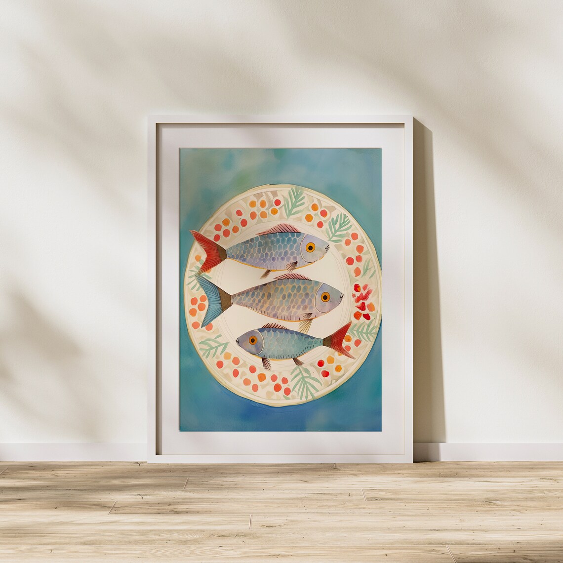 Fish Plate Dinner Illustration Underwater Art Animals Realism Wall Painting Modern Print - Image 2