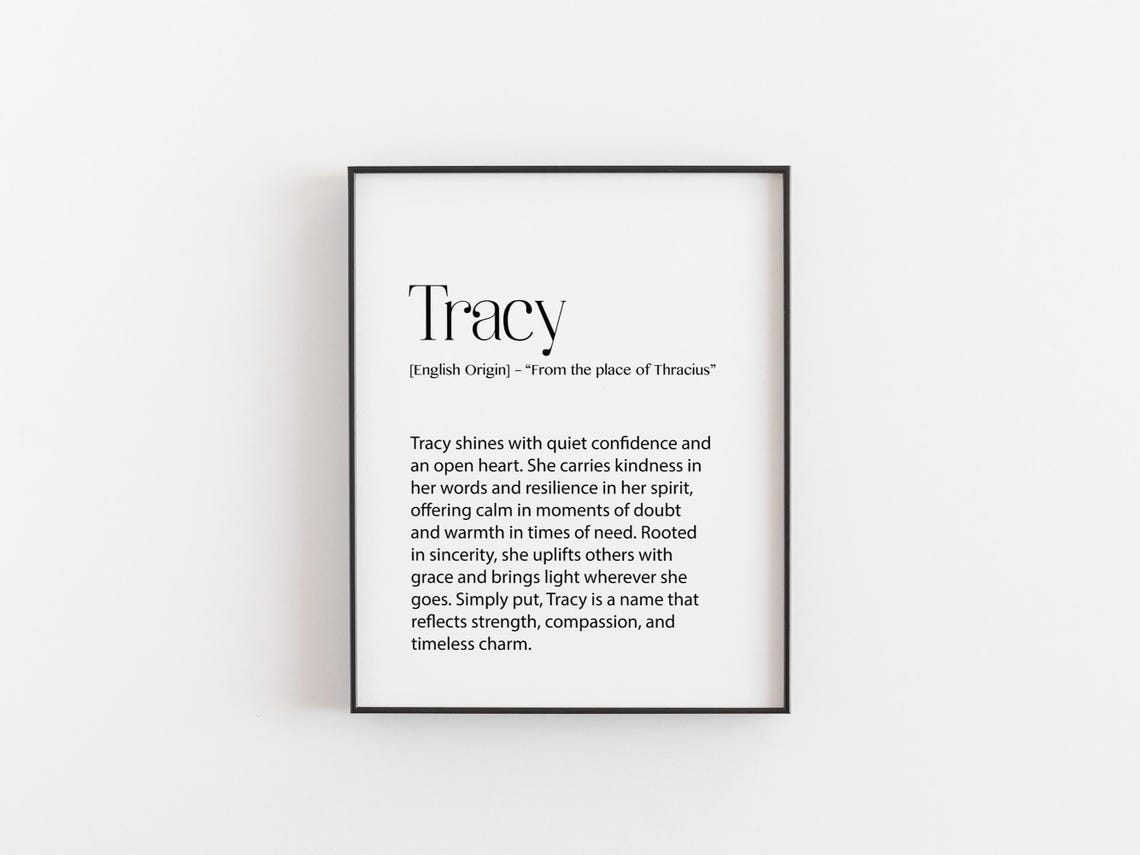 Tracy Name Meaning Print Personalized English Origin Name Gift