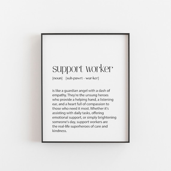 Support Worker Definition Dictionary Art Print Gift for Carers