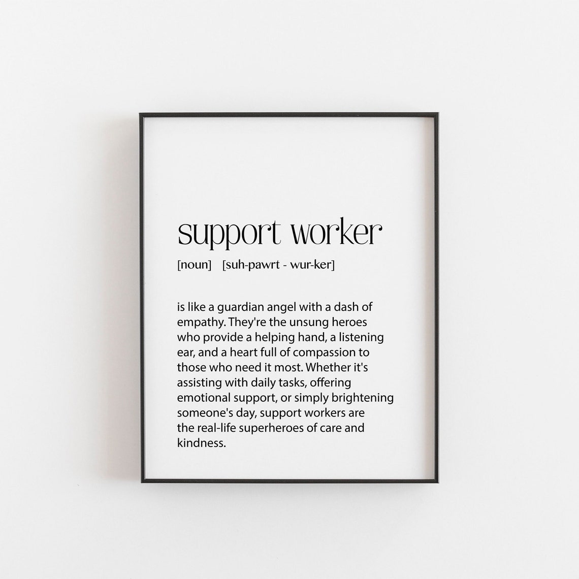 Support Worker Definition Dictionary Art Print Gift for Carers