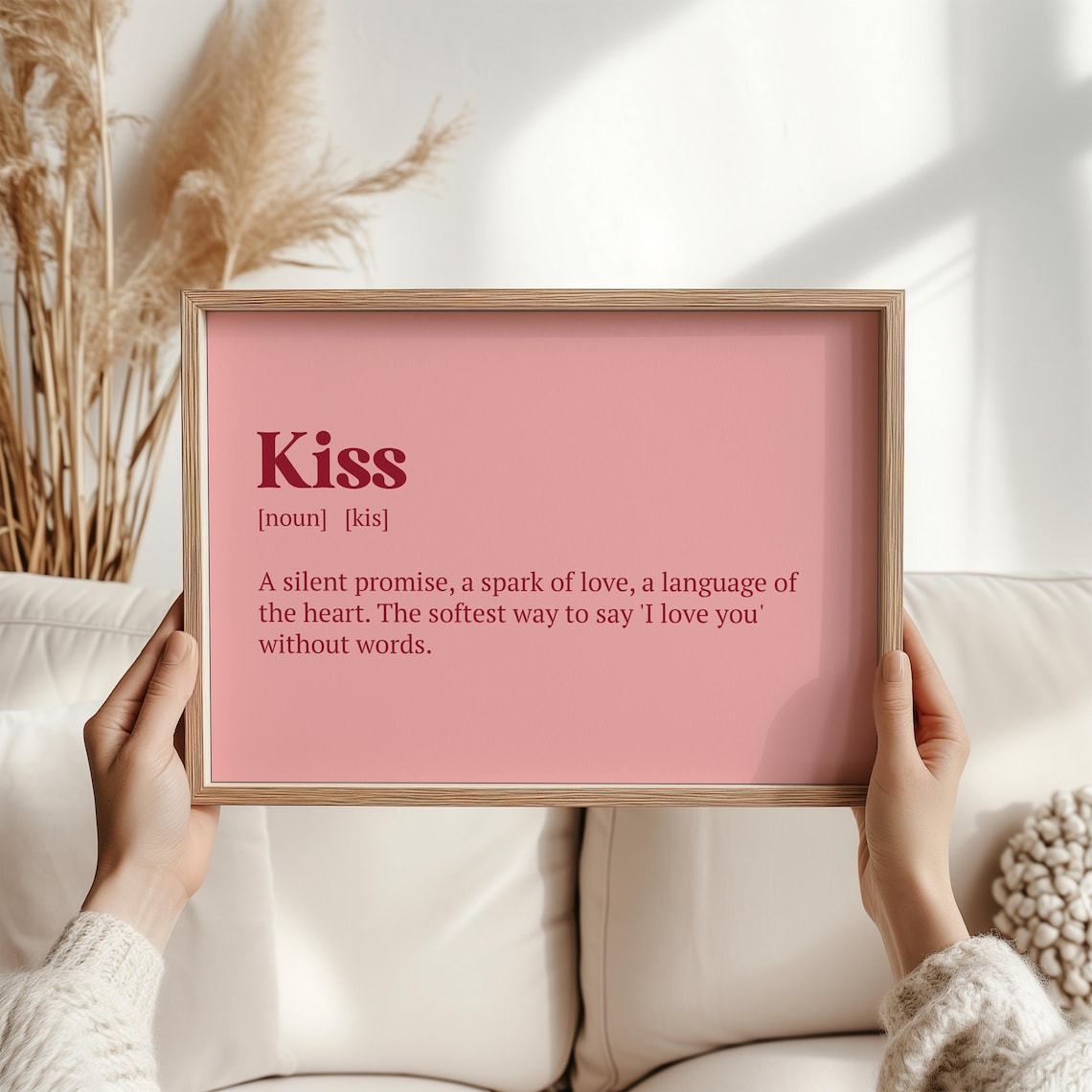 Kiss Definition Poster Romantic Love Quote Gift for Couples Bedroom Decor