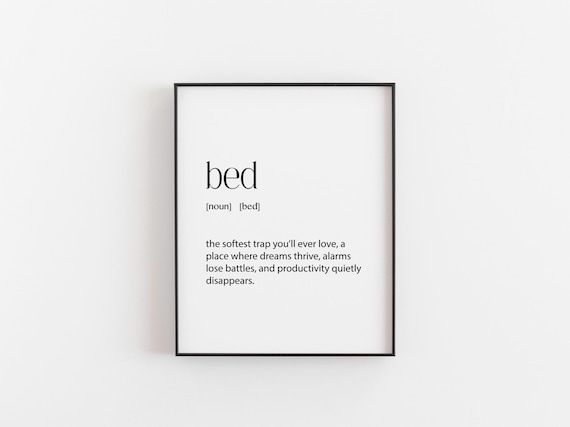 Bed Definition Dictionary Print Funny Sleep Lover Bedroom Decor