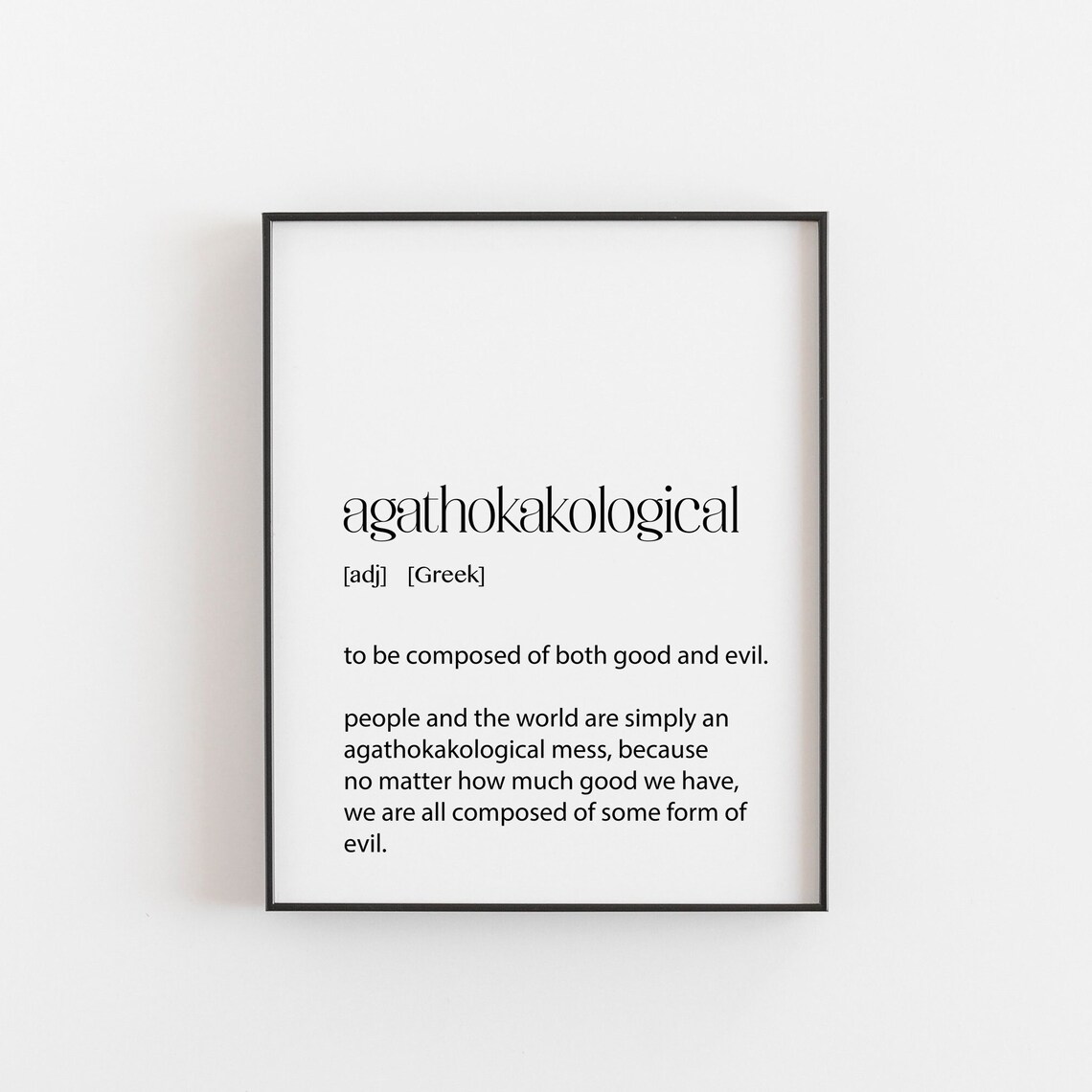 Agathokakological Definition Print, Greek Philosophical Art