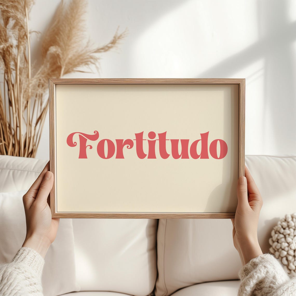 Fortitudo Latin Strength Courage Coral Bold Retro Word Poster