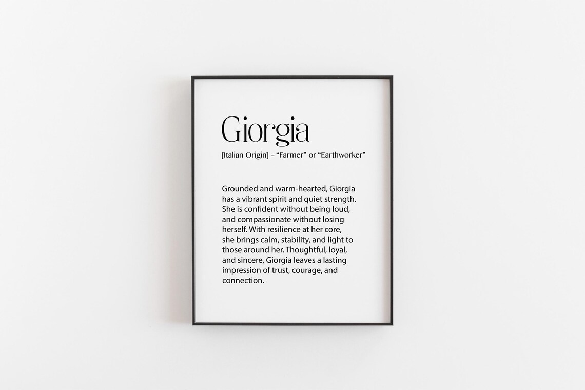 Giorgia Name Meaning Italian Definition Minimal Serif Typography Art Poster