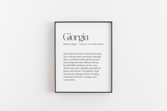 Giorgia Name Meaning Italian Definition Minimal Serif Typography Art Poster