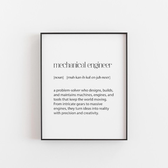 Mechanical Engineer Definition Print Engineering Office Decor Stem Gift Funny Engineer Wall Art Machine Design Poster Engineering