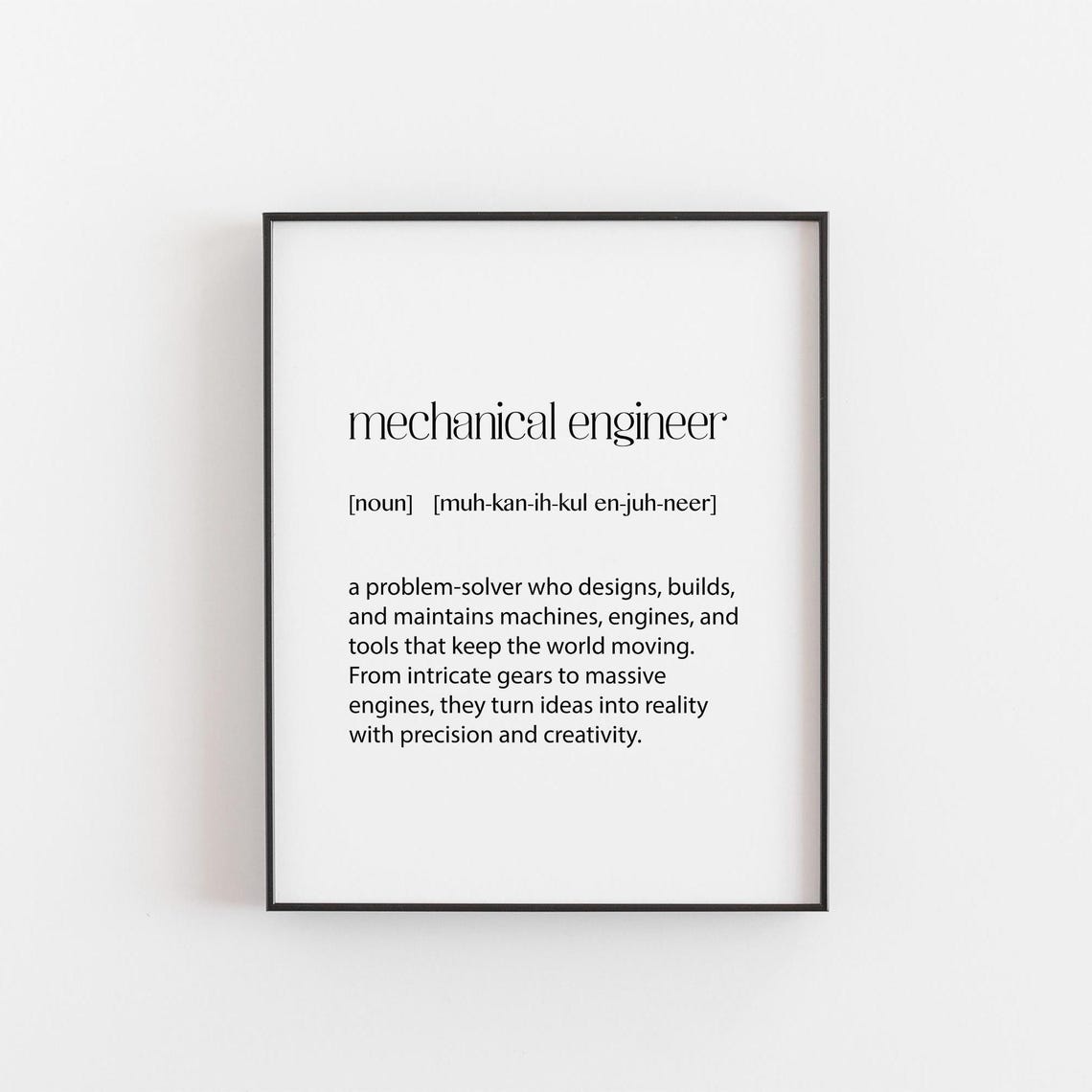 Mechanical Engineer Definition Poster Funny STEM Career Gift Idea