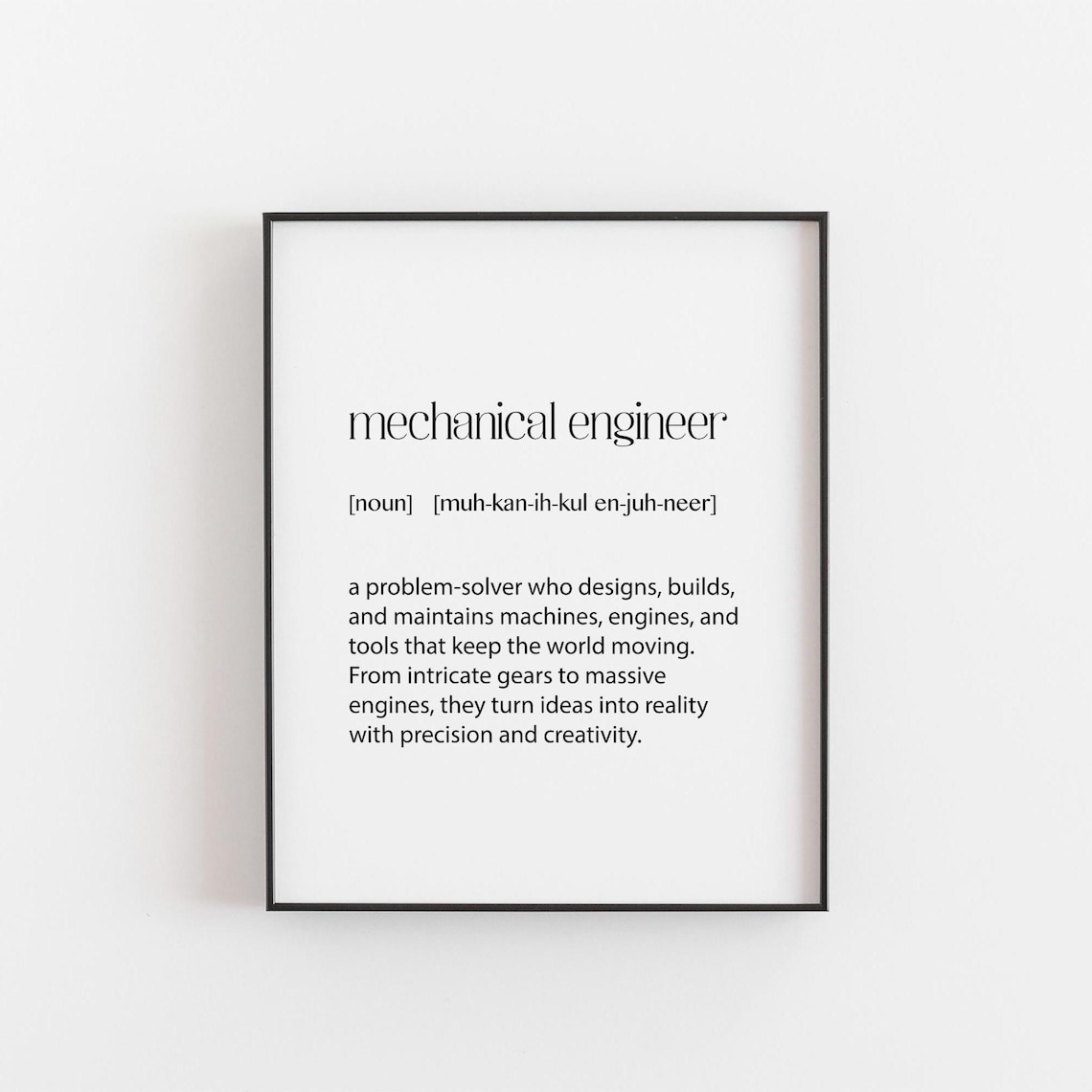 Mechanical Engineer Definition Print Engineering Office Decor Stem Gift Funny Engineer Wall Art Machine Design Poster Engineering