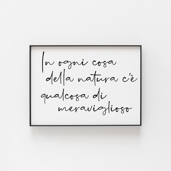 In Ogni Cosa Della Natura Italian Quote Handwritten Nature Saying Poster