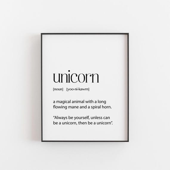 Unicorn Definition Print For Kids Room Cute Nursery Wall Art Inspirational Quote Poster Childrens Bedroom Decor Gift Girls