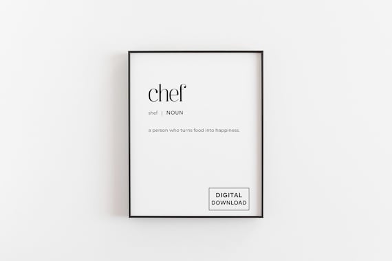 Chef Definition Funny Kitchen Typography Art Print