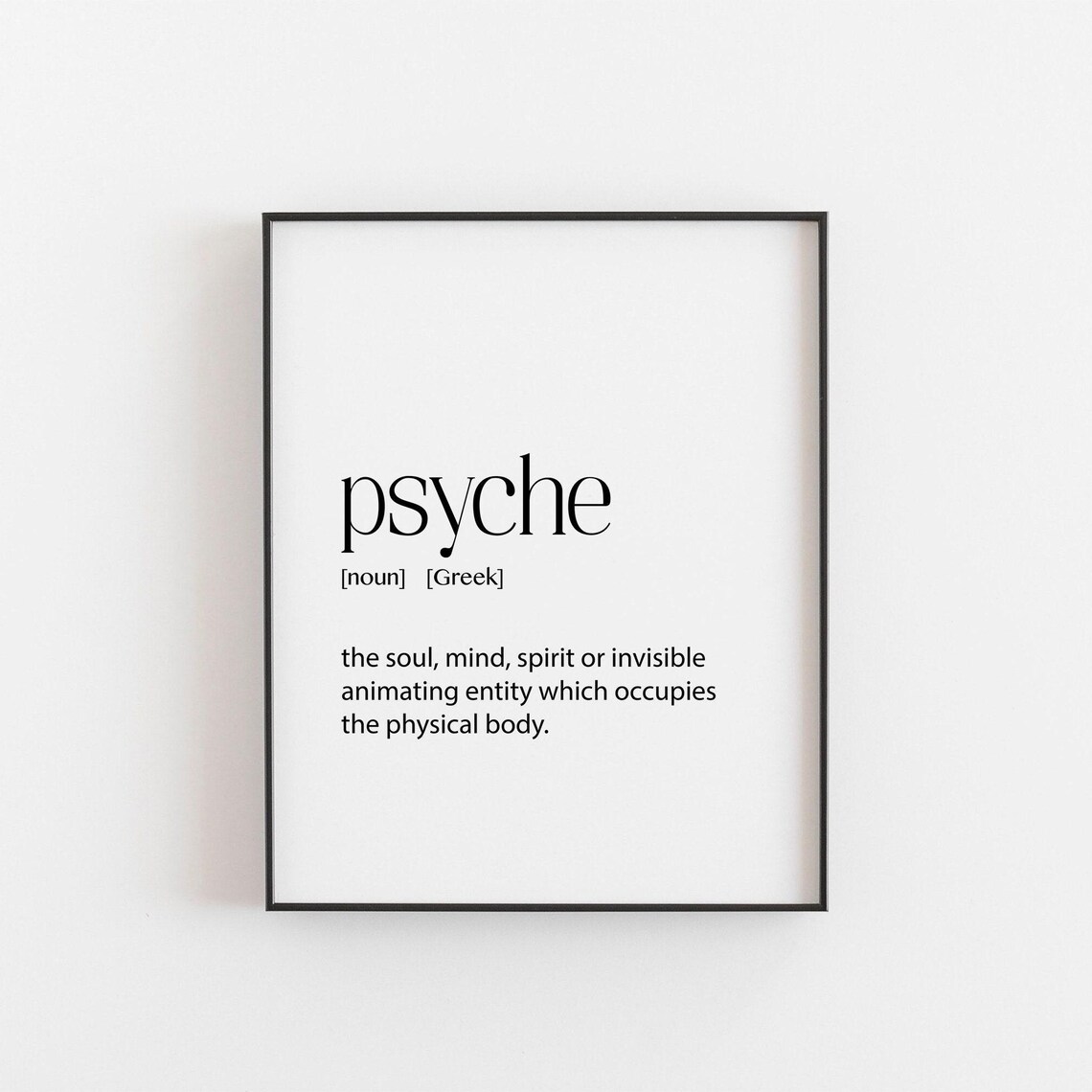 Psyche Greek Definition Soul Mind Spirit Minimalist Word Quote Poster