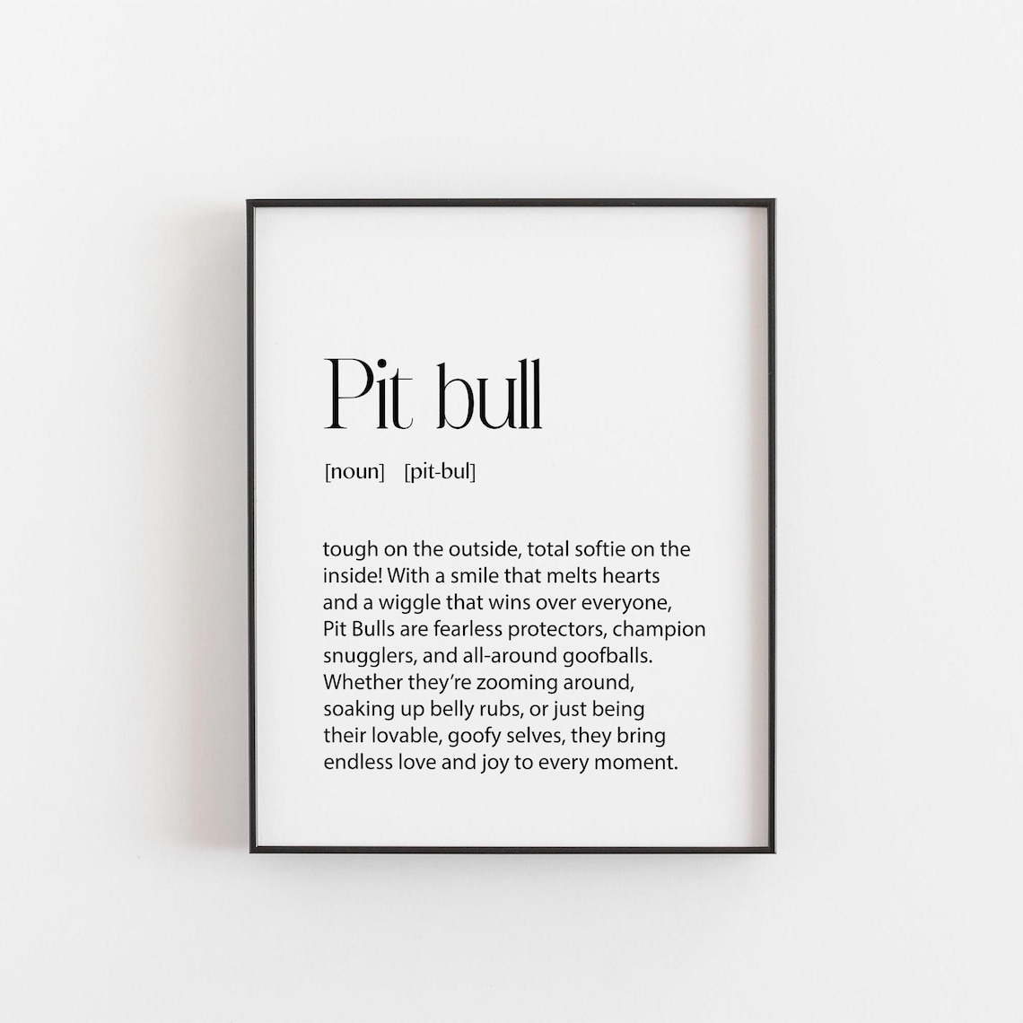 Pit Bull Definition Print, Dog Lover Wall Art