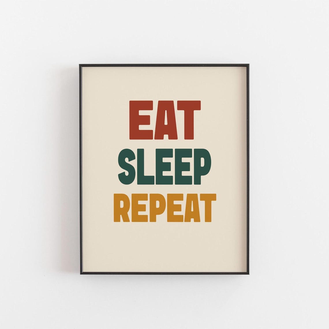 Eat Sleep Repeat Retro Typography Color Block Minimalist Poster