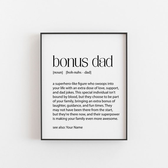 Personalized Bonus Dad Definition Art Print, Gift