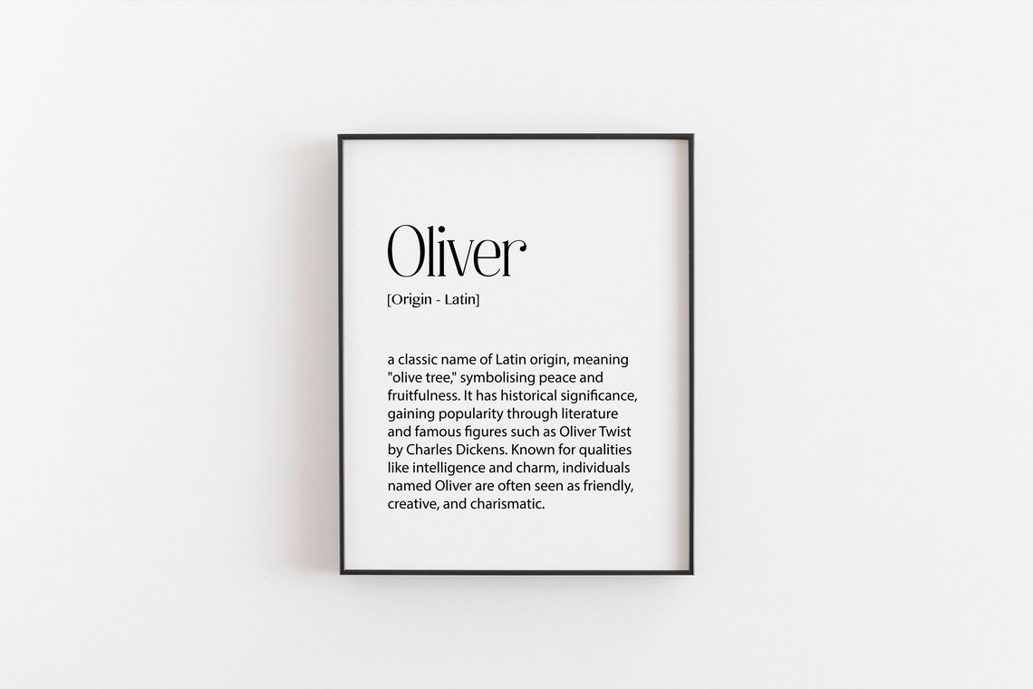 Oliver Name Meaning Art Print, Boys Nursery Decor
