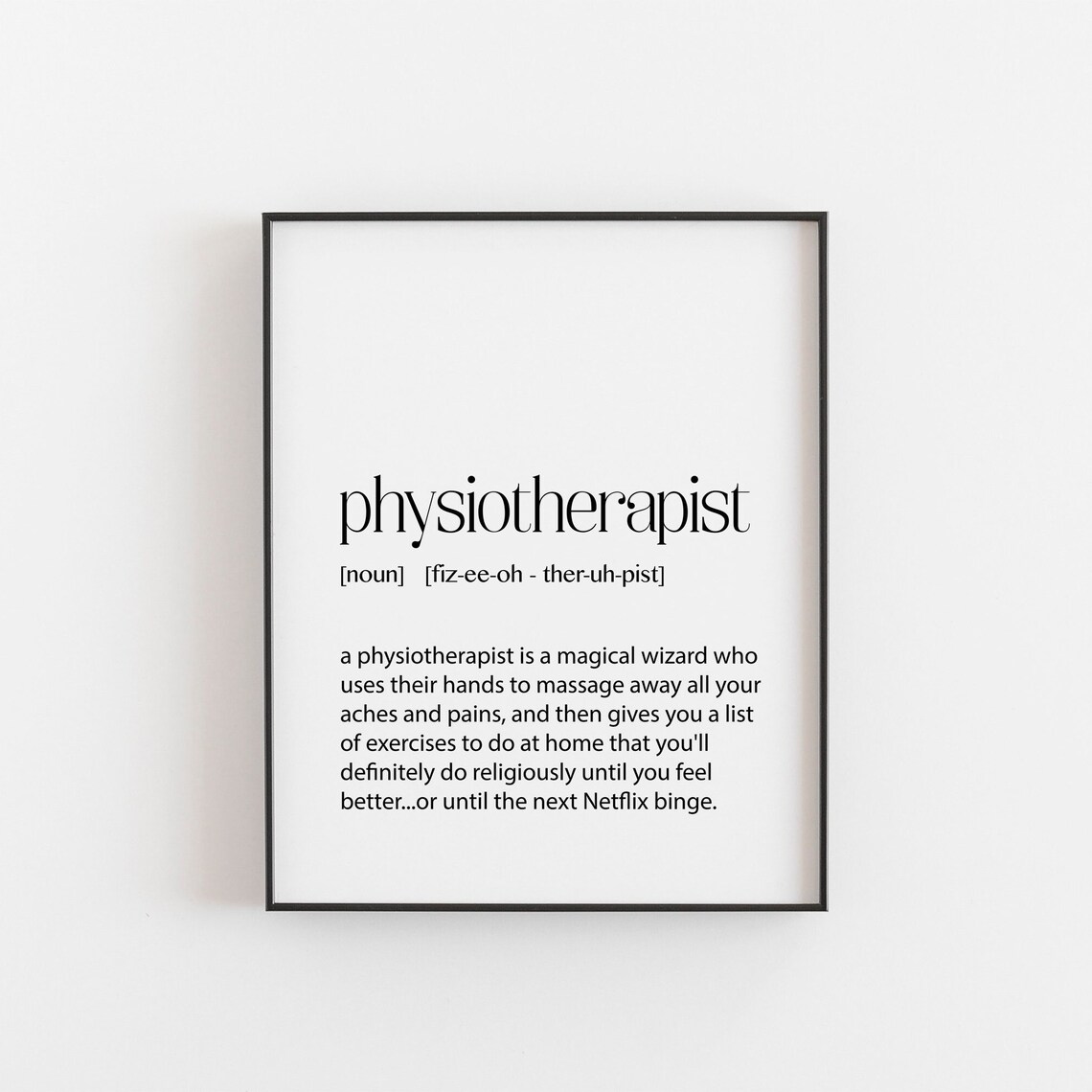 Physiotherapist Definition - Typographic Print