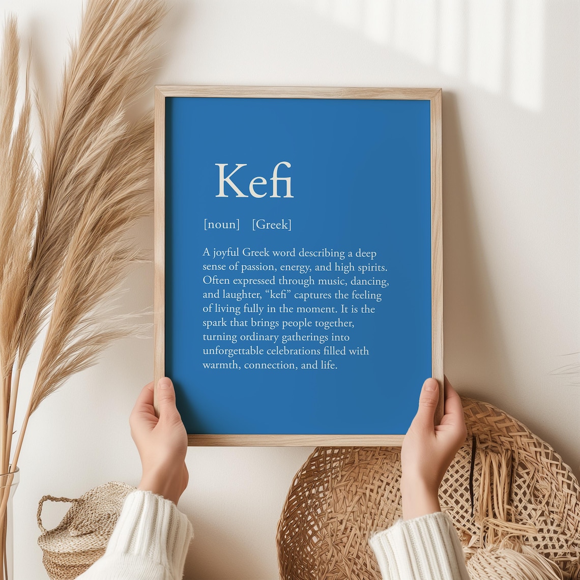 Kefi Greek Word Meaning Poster, Minimalist Typography