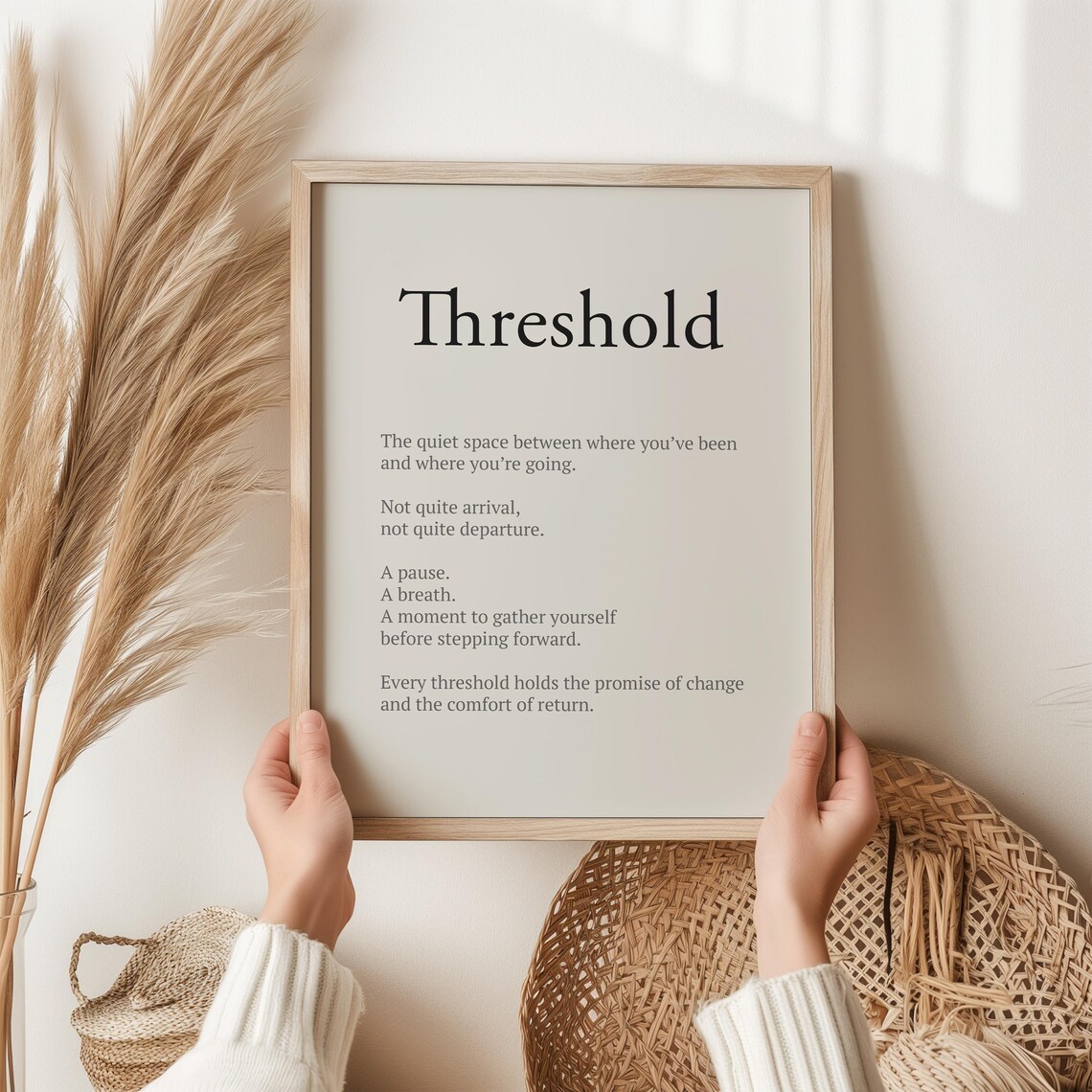 Threshold Definition Poem Poster New Beginnings Quote Beige Minimalist Decor