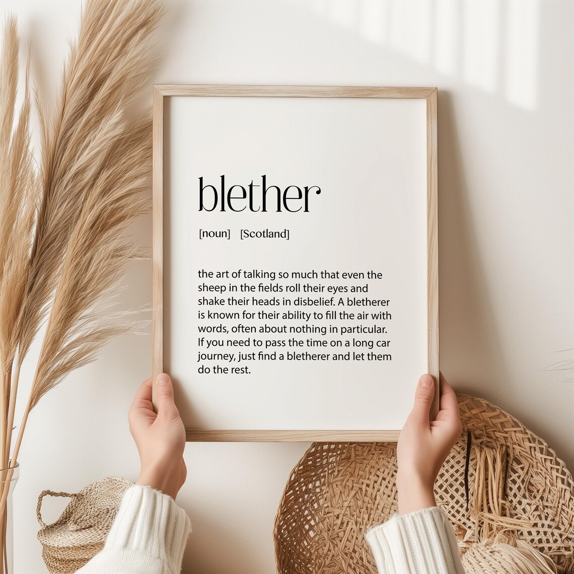 Blether Definition Print, Scottish Slang Travel Poster