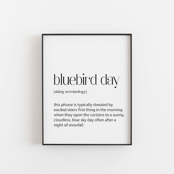 Skiing Art Bluebird Day Definition Print Sport Gifts For Him Landscape Poster Dictionary Ski Women Skier