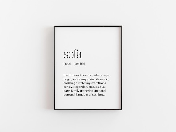 Sofa Definition Noun Funny Dictionary Living Room Wall Poster