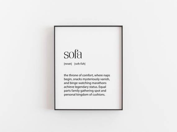 Sofa Definition Print Funny Living Room Wall Art Minimalist Typography Poster Home Decor Gift For Couch Lovers Fam Christmas Gifts
