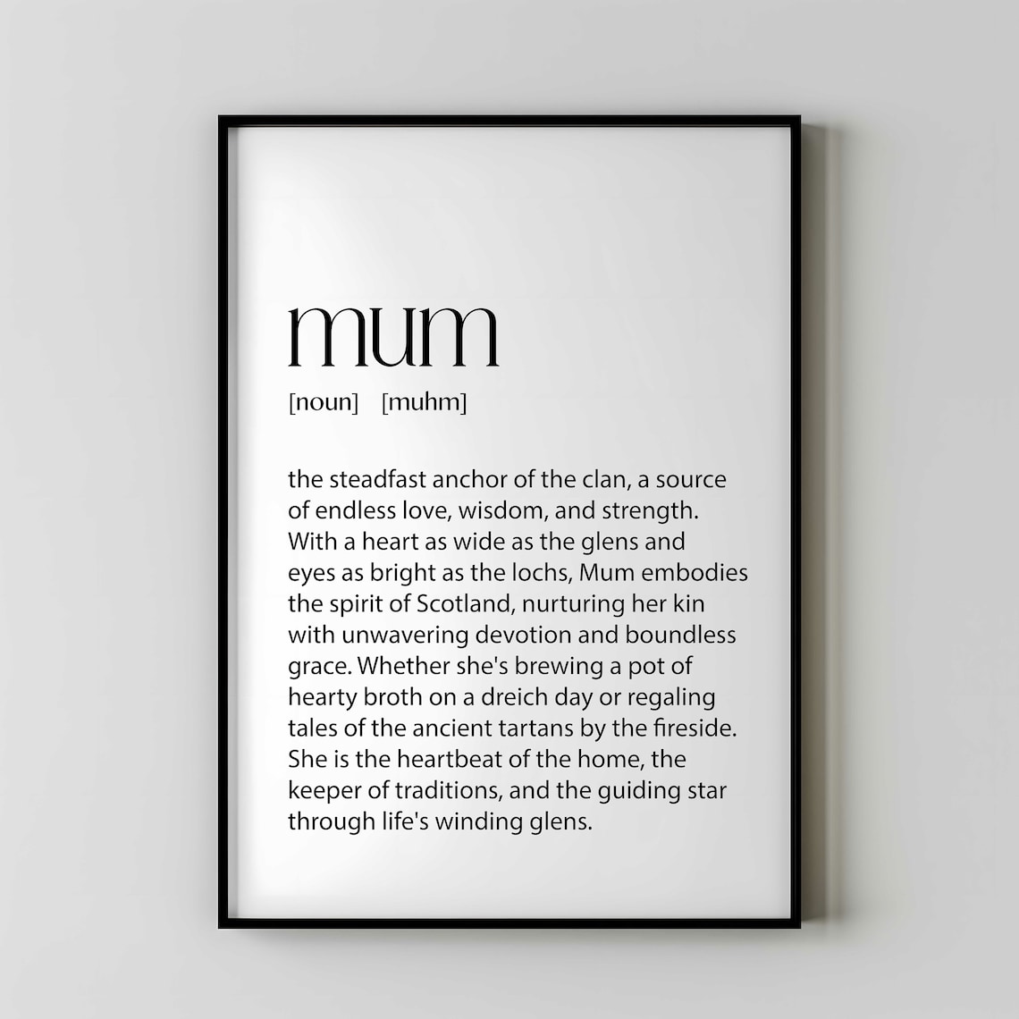 Scottish Mum Definition Print, Mothers Day Gift