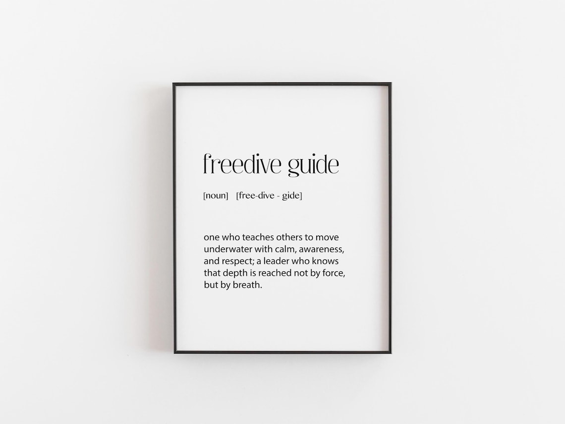 Freedive Guide Definition Scuba Diver Ocean Calm Quote Gift Wall Poster