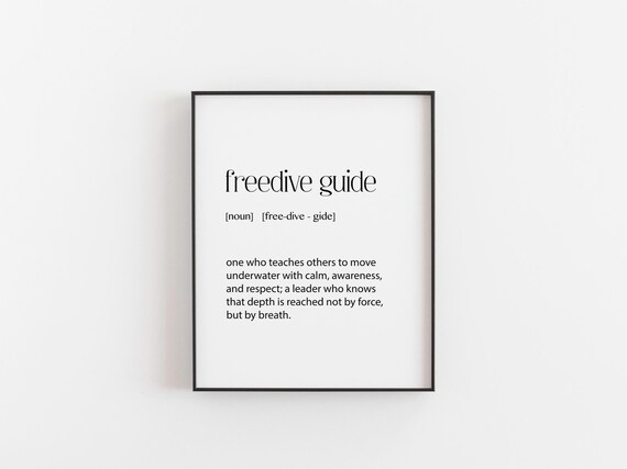 Freedive Guide Definition Scuba Diver Ocean Calm Quote Gift Wall Poster