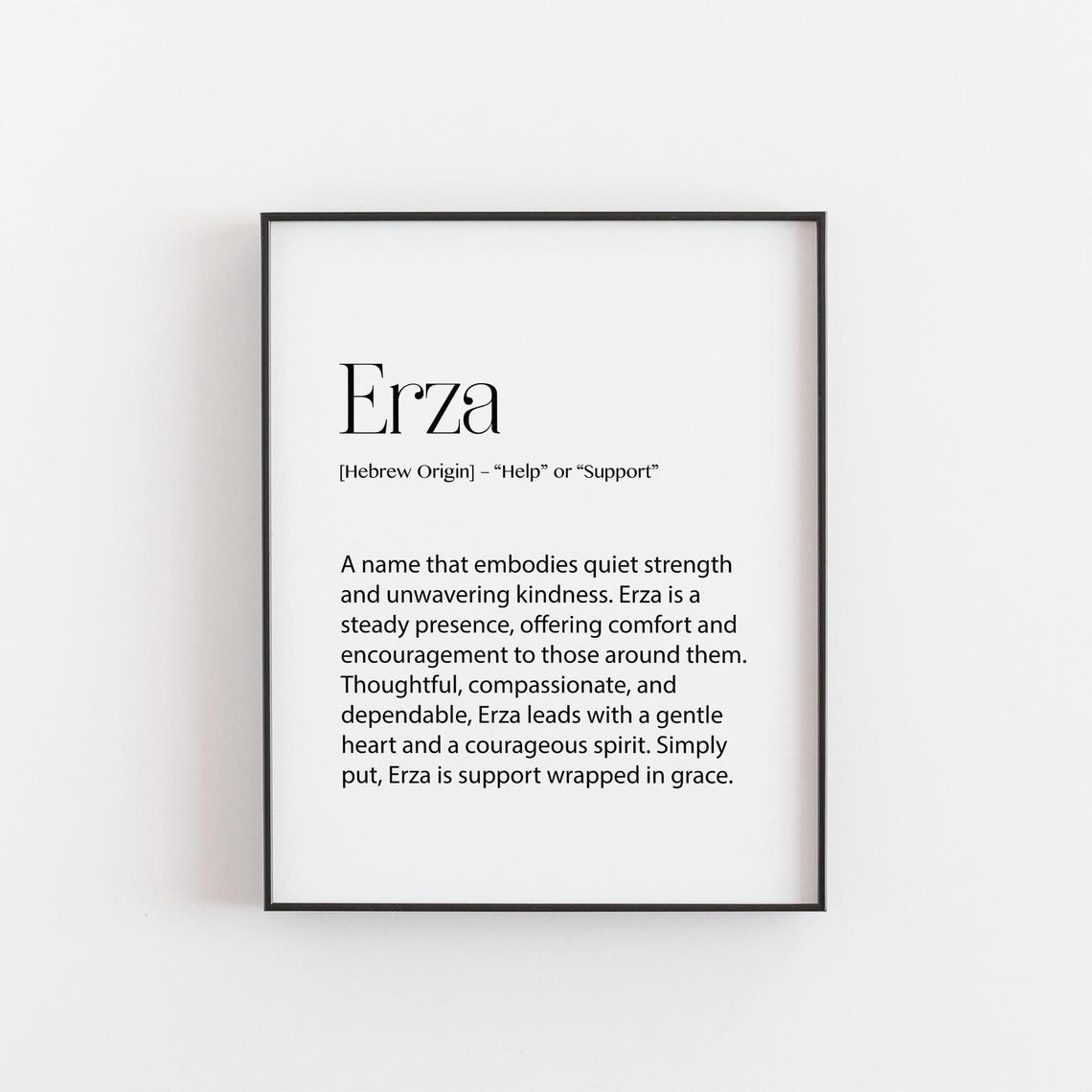 Erza Name Meaning Help Or Support Hebrew Origin Minimalist Wall Print