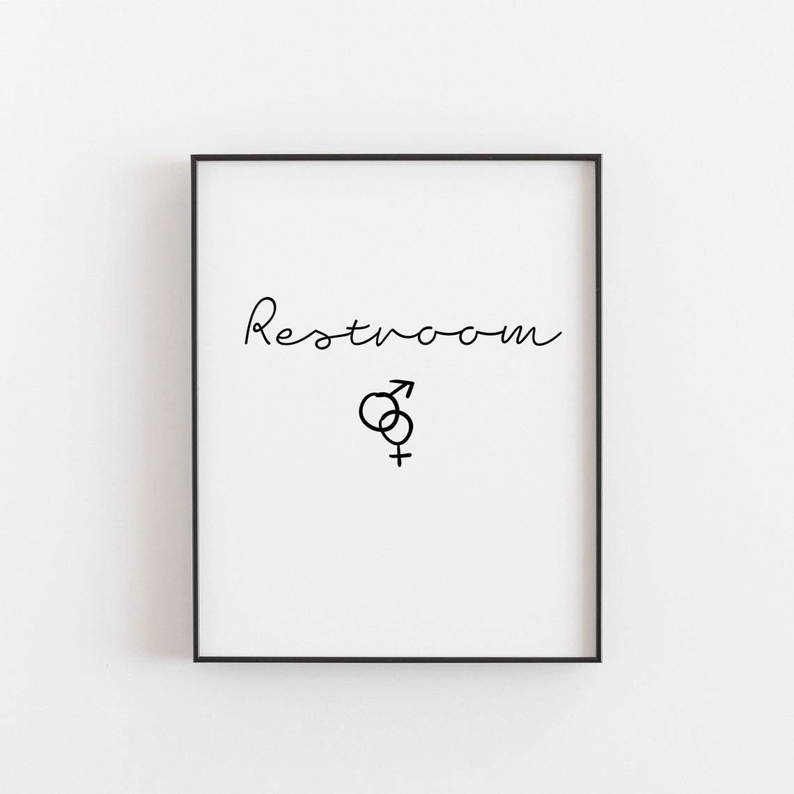 Minimalist Restroom Sign Modern Script Bathroom Decor Poster
