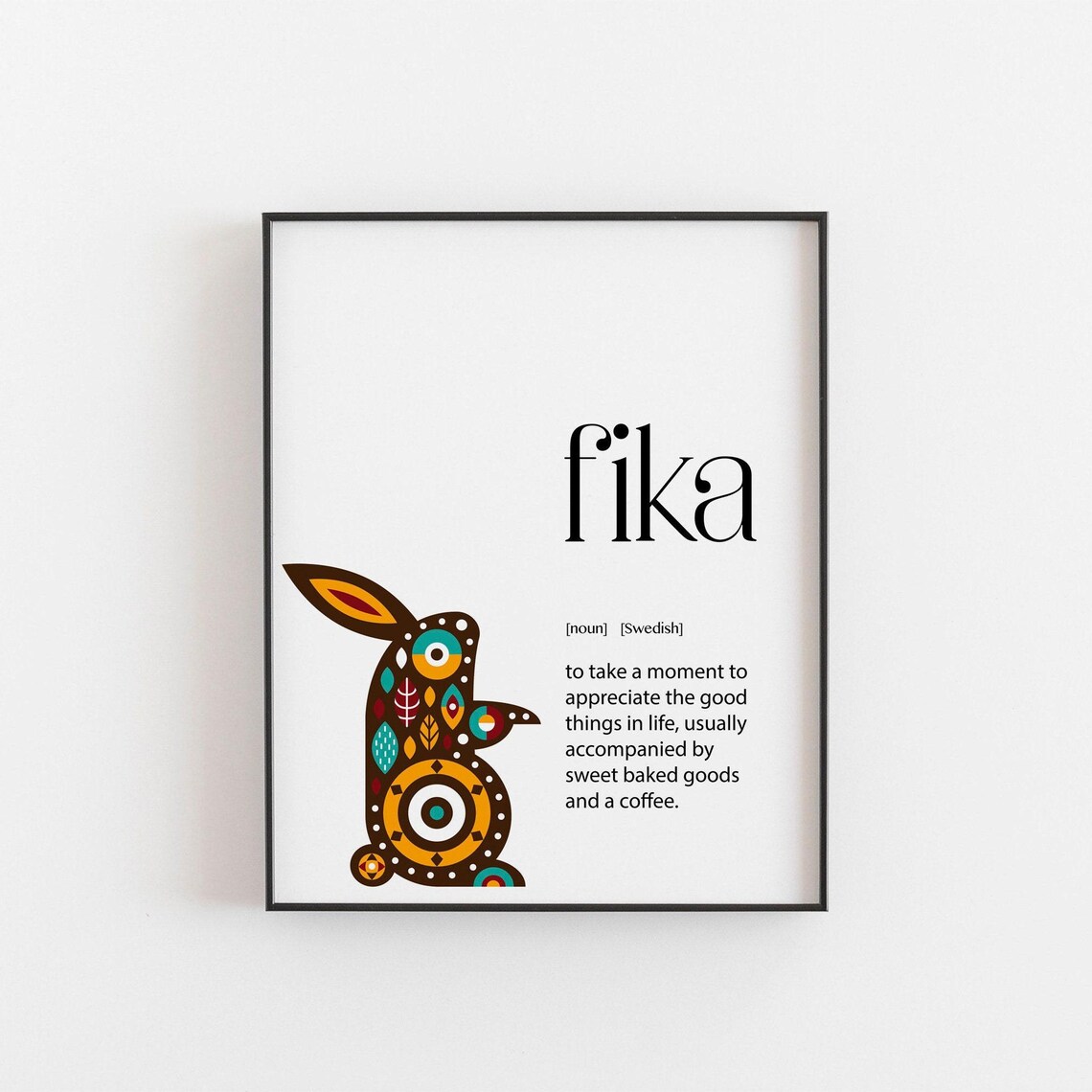 Coffee Fika Definition, Scandinavian Style Art Print