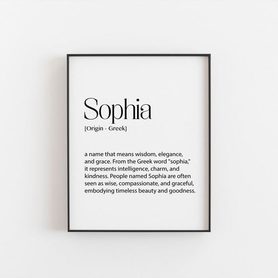 Sophia Name Meaning, Personalized Nursery Art Print