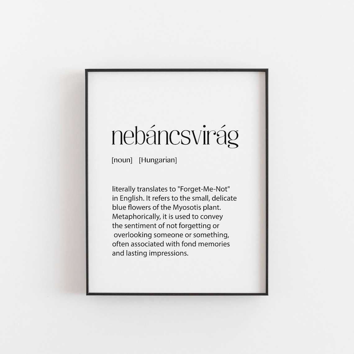 Nebáncsvirág Forget Me Not Hungarian Word Definition Typography Wall Art
