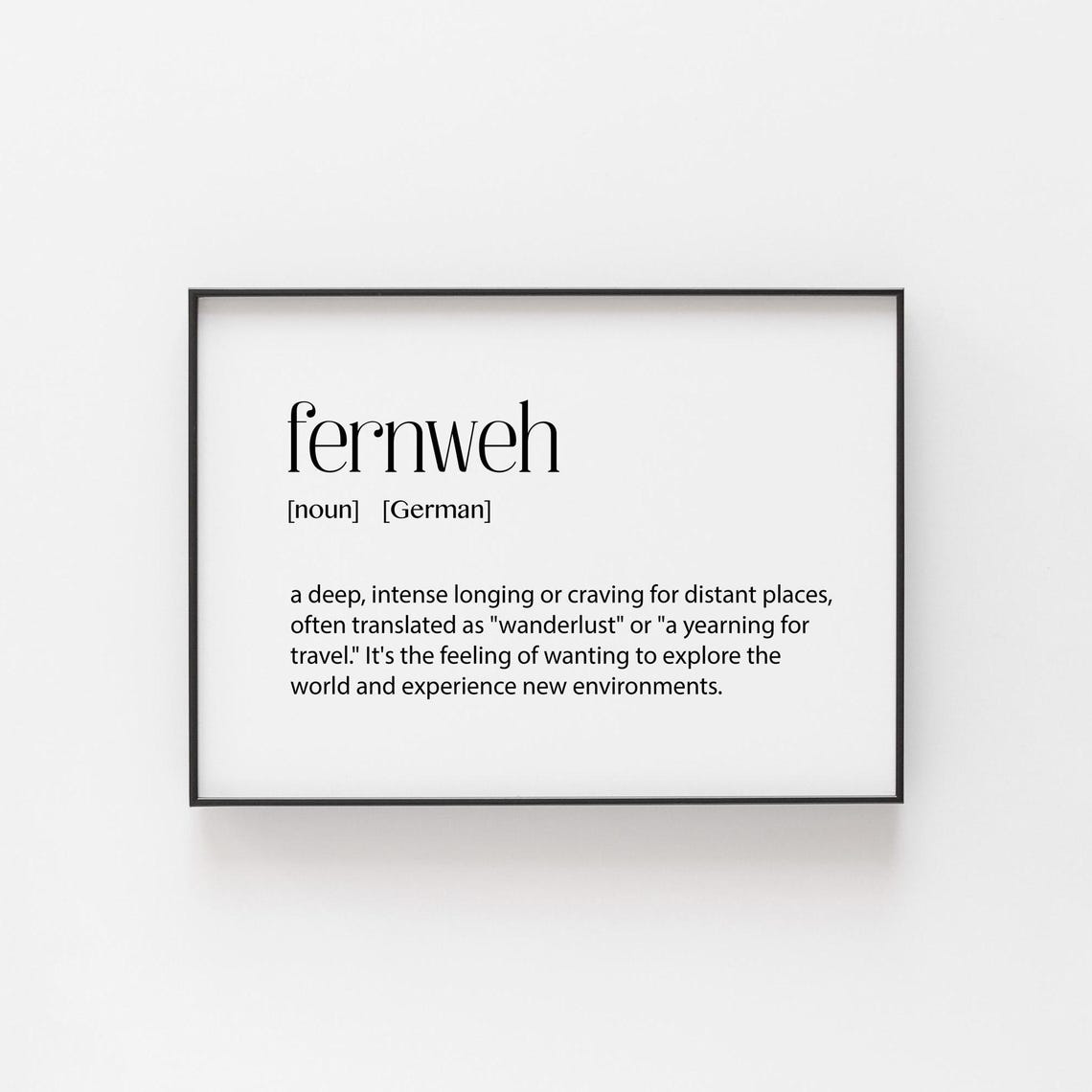 Fernweh German Definition Poster of Wanderlust and Travel Fun