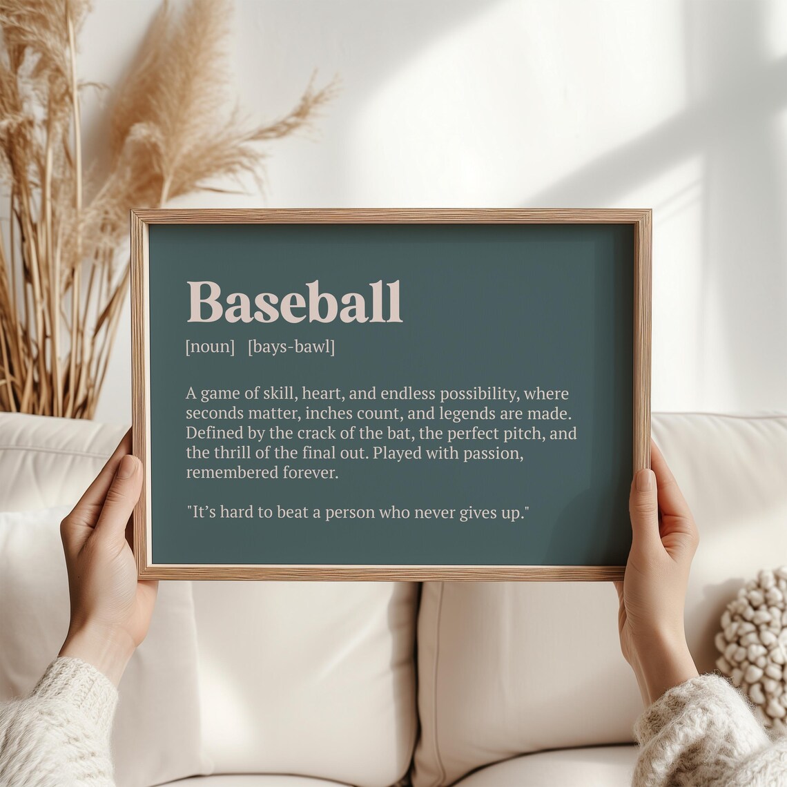 Baseball Definition Poster, Motivational Coach Gift