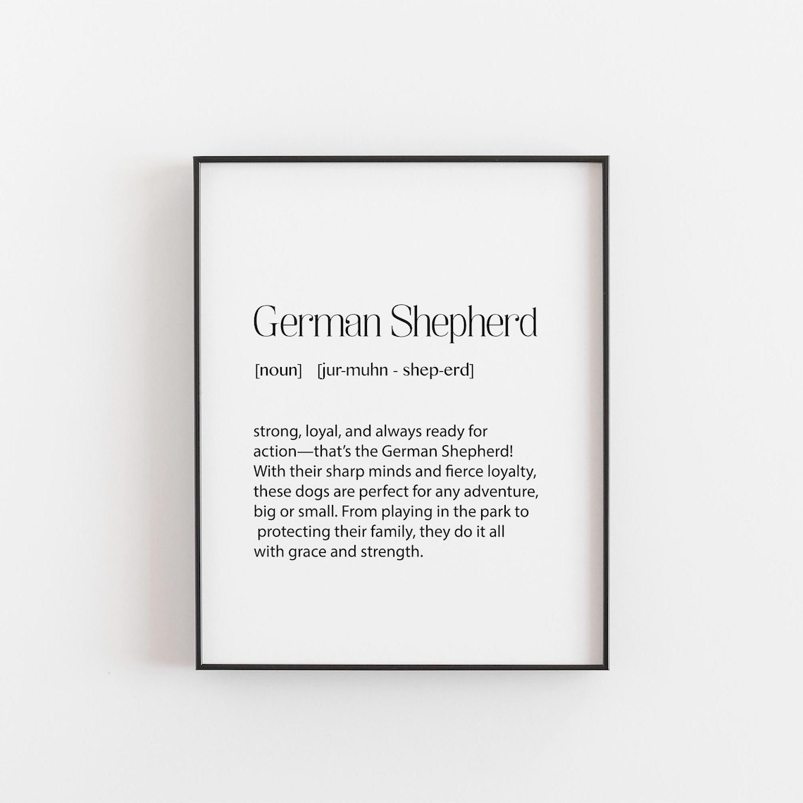 German Shepherd Definition Art Print, Pet Decor