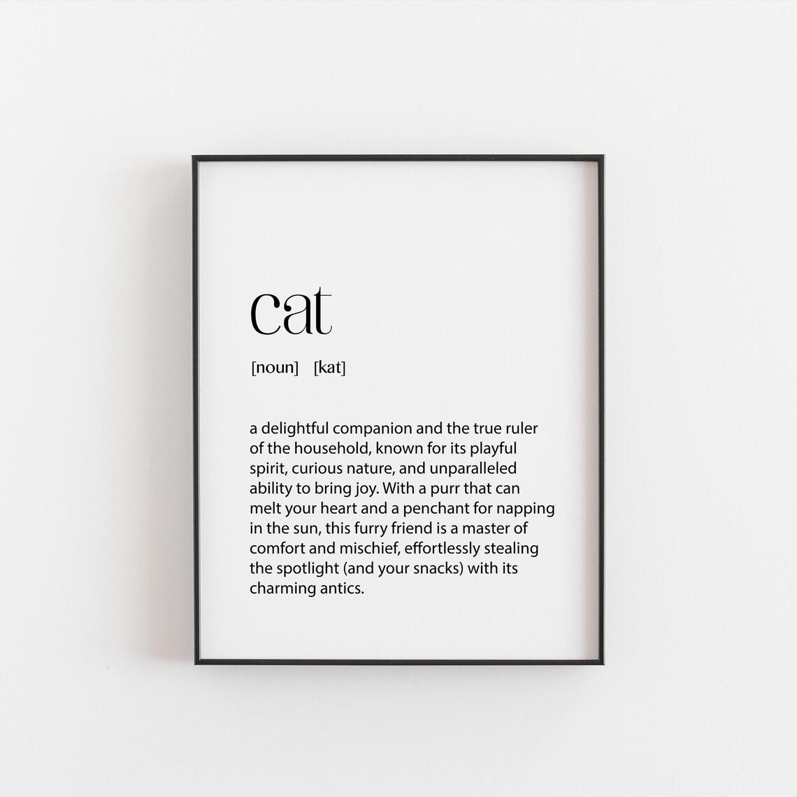 Cat Definition Art Print, Lover Gift For Home Decor